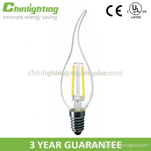 UL FCC CE RoHS ERP E12 5w C35 led light bulb flame tip LED filament bulb